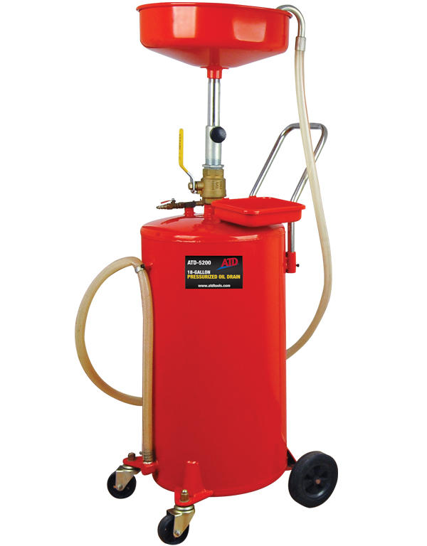5-Gallon Portable Oil Drain With Wheels - Adjustable Height Steel Waste Oil Container